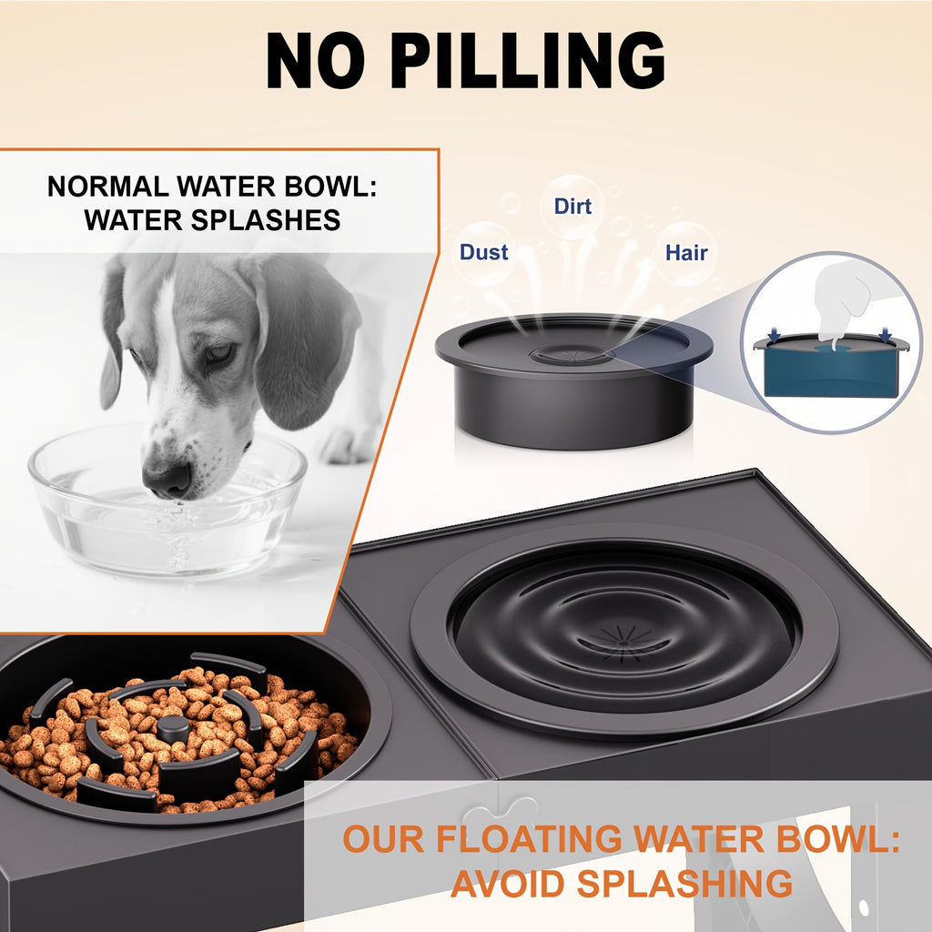 Foldable Elevated Dog Bowls with Height Adjustable Stand for Large Dogs, Raised Food and Water Feeding Station with Stainless Steel Bowl Options