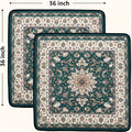 Bohemian Washable Dog Pee Pads 2 Pack, 36 x 36 Inch Reusable Non-Slip Puppy Potty Training Mats with Ornate Green Print for Floors and Playpens