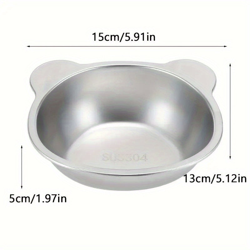 Stainless Steel Cat Ear Bowls with 15 Degree Tilted Elevated Stands, 2 Sets of Raised Pet Dishes for Everyday Food and Water