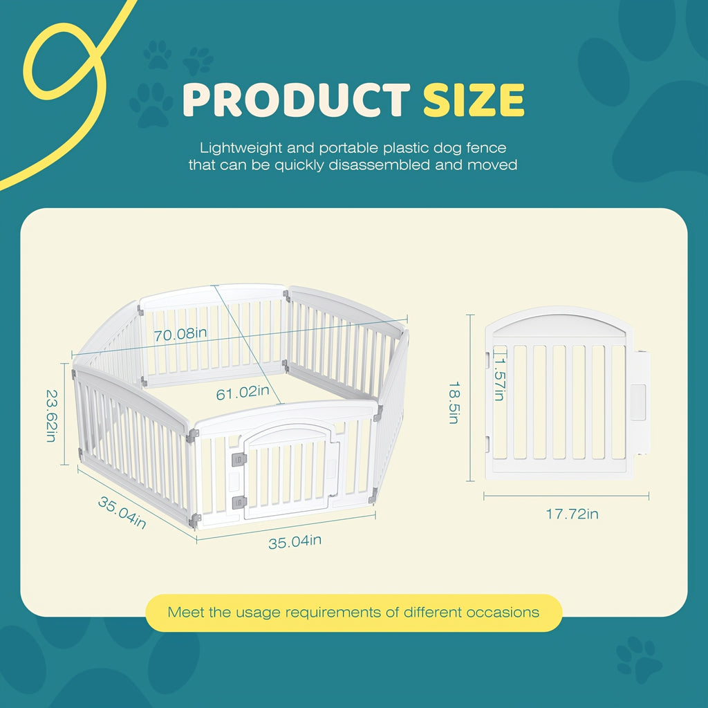 Plastic Dog Playpen with Locking Door, Expandable Puppy Exercise Pen for Small and Medium Dogs, Indoor Outdoor Use with 4, 6 or 8 Panel Options