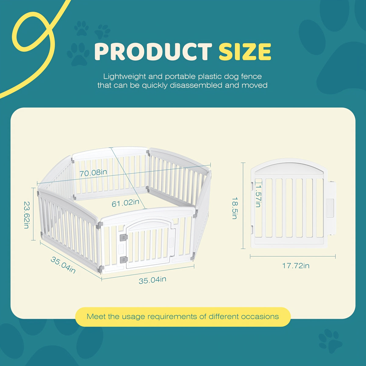 Plastic Dog Playpen with Locking Door, Expandable Puppy Exercise Pen for Small and Medium Dogs, Indoor Outdoor Use with 4, 6 or 8 Panel Options
