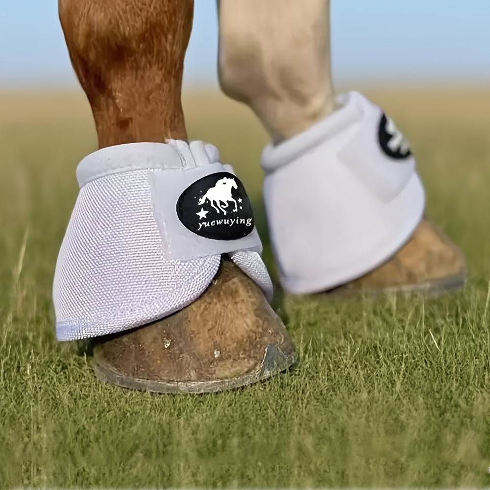 No-Turn Horse Bell Boots Pair, Protective Equine Hoof Boots in Small, Medium and Large with Black, White, Royal Blue and Red Color Options