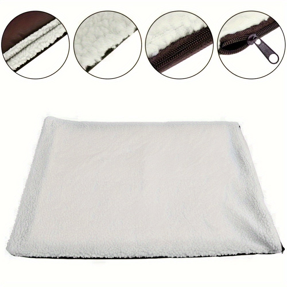 Self-Warming Pet Mat for Cats and Dogs, Soft Khaki Thermal Sleeping Pad with Reflective Layer, No Electricity Needed for Cozy Indoor Rest