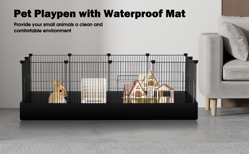 Guinea Pig Cage 48-Inch C&C Small Animal Playpen with One-Hand Release Hook, Triple Fixing Design and Optional PVC Bottom Liner