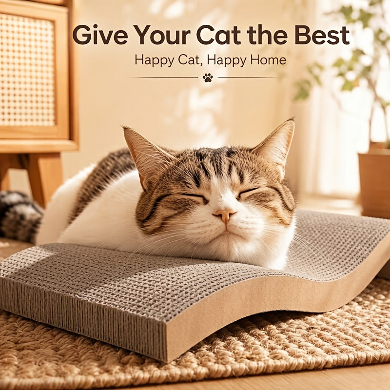Cardboard Cat Scratcher Pad for Indoor Cats, BC Corrugated Scratching Board with Wavy and Flat Designs Listed, 1, 2, 4 or 8 Pack Options
