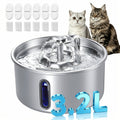 Stainless Steel Pet Water Fountain 3.2L for Cats and Dogs, Quiet 5V Pump with 4-Stage Filtration, Easy-Clean Drinking Dispenser with Filter Bundle Options
