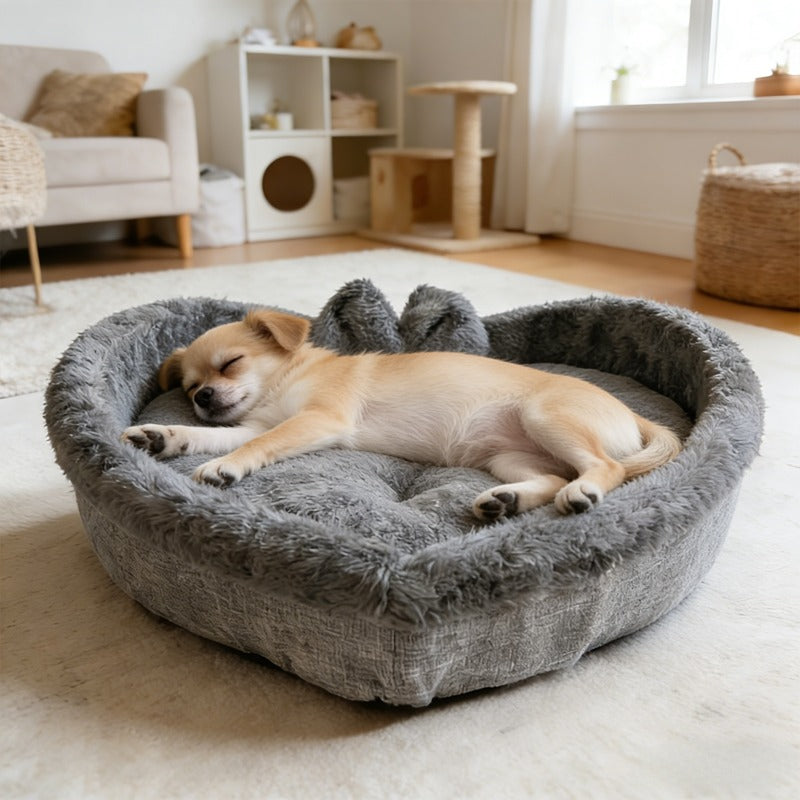 Heart-Shaped Dog Bed with Plush Fleece Lining, Medium Cozy Resting Bed for Puppies, Small Dogs and Cats up to 6.61 lb, No Assembly Required