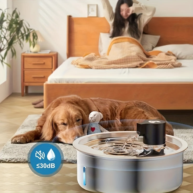 8L Stainless Steel Pet Water Fountain for Dogs and Cats, Large 2.11 Gallon Drinking Dispenser with Quiet Pump and Filter Bundle Options