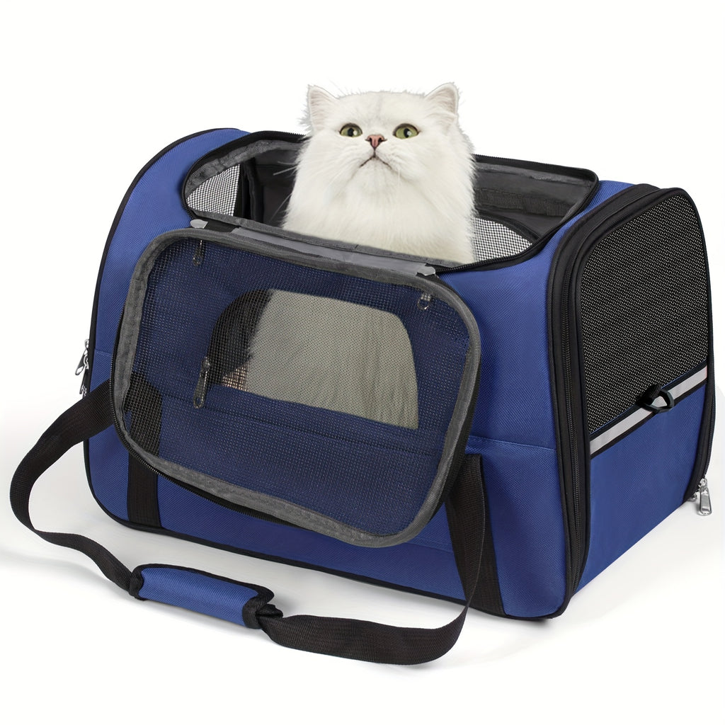 Foldable Dog and Cat Carrier for Pets up to 15 lbs, Soft-Sided Portable Travel Bag for Puppies, Kittens, Vet Visits and Everyday Outings, Seven Colors