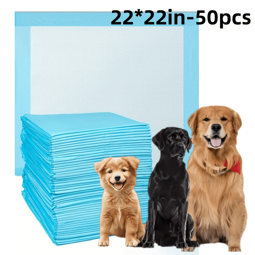 Dog Pee Pads with Four-Side Barriers, Five-Layer Absorbent Puppy Training Pads in 28 x 44 Inch 75 Count or 21 x 21 Inch 50 Count Packs
