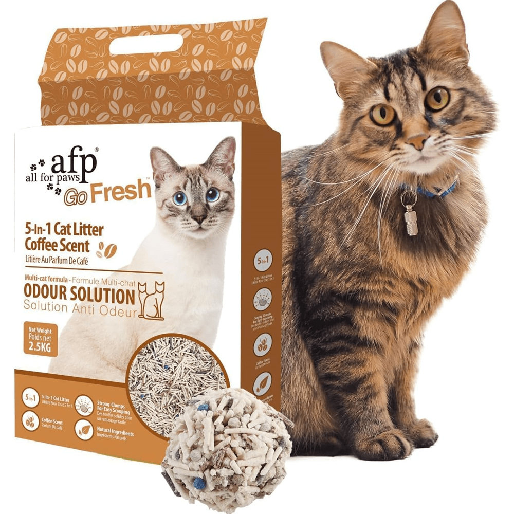 Tofu Mix Cat Litter with Coffee Scent, 5-in-1 Quick-Clumping Low-Dust Blend in 16.5 lb and 33 lb Options for Daily Indoor Litter Box Care