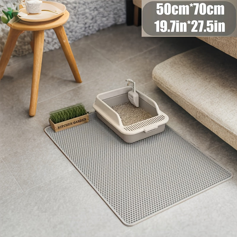 EVA Cat Litter Mat with Double-Layer Honeycomb Design, Black or Light Gray Litter Catcher in 40 x 50 cm or 50 x 70 cm for Indoor Litter Box Areas