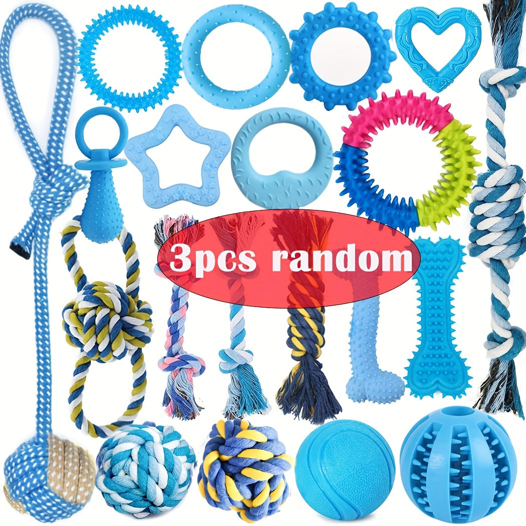Assorted Puppy Toys for Small Dogs, Random 3 or 12 Piece Chew and Play Toy Packs for Supervised Indoor Games, Toy Rotation and Birthday Gifts