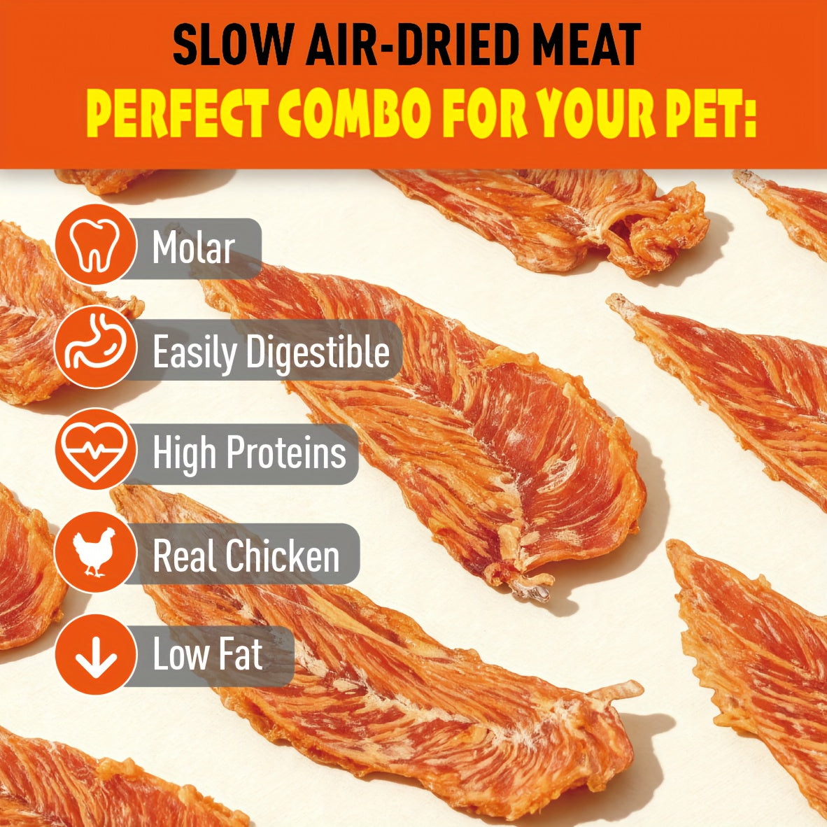Rawhide-Free Chicken Jerky Dog Treats with Real Chicken Breast, No Artificial Flavors, 600g or 900g Options for Supervised Snack Time