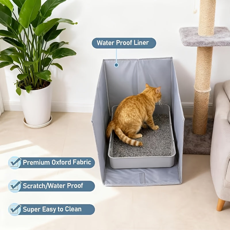 Cat Litter Box Privacy Screen with Surrounding Panels, Litter Tray Fence Enclosure for Indoor Cat Corners, Apartments and Multi-Cat Homes
