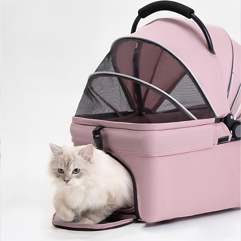 Pet Stroller with Detachable Carrier for Small and Medium Dogs and Cats, 3-in-1 Travel Pushchair for Everyday Outings in Grey, Black or Pink