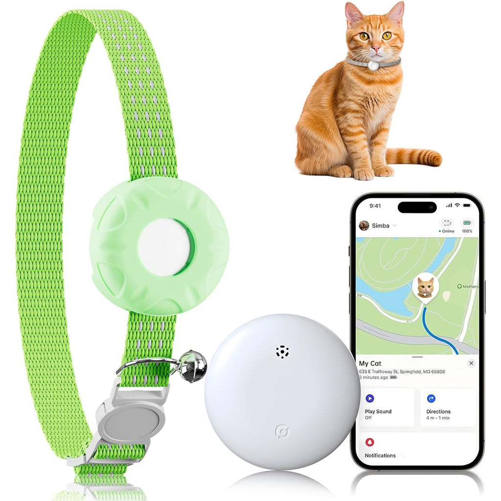 Cat Tracker Tag for Pet Collars, Lightweight Compact Pet Locator for Everyday Belongings and Cat Owner Routines, One Size in Six Color Options