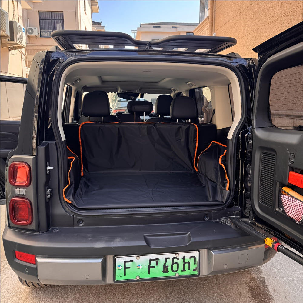 Dog Cargo Liner with Orange Trim and Side Flaps, Pet Trunk Cover for SUVs and Cars, Rear Interior Protector for Everyday Travel