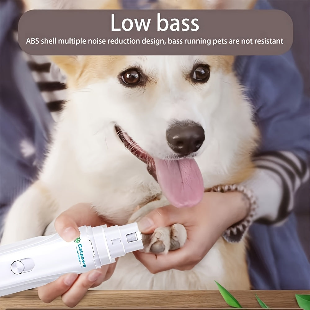 Electric Pet Nail Grinder for Dogs and Cats, White Claw Filing Tool with Quiet Operation Listing for At-Home Paw Care, Battery Not Included