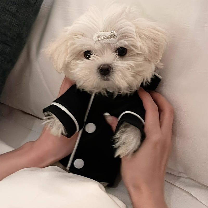 Dog Pajamas for Small Breeds, Soft Stretchable Breathable Pet Sleepwear in Black or Cute White Bear, XS to XL for Cozy Indoor Lounging