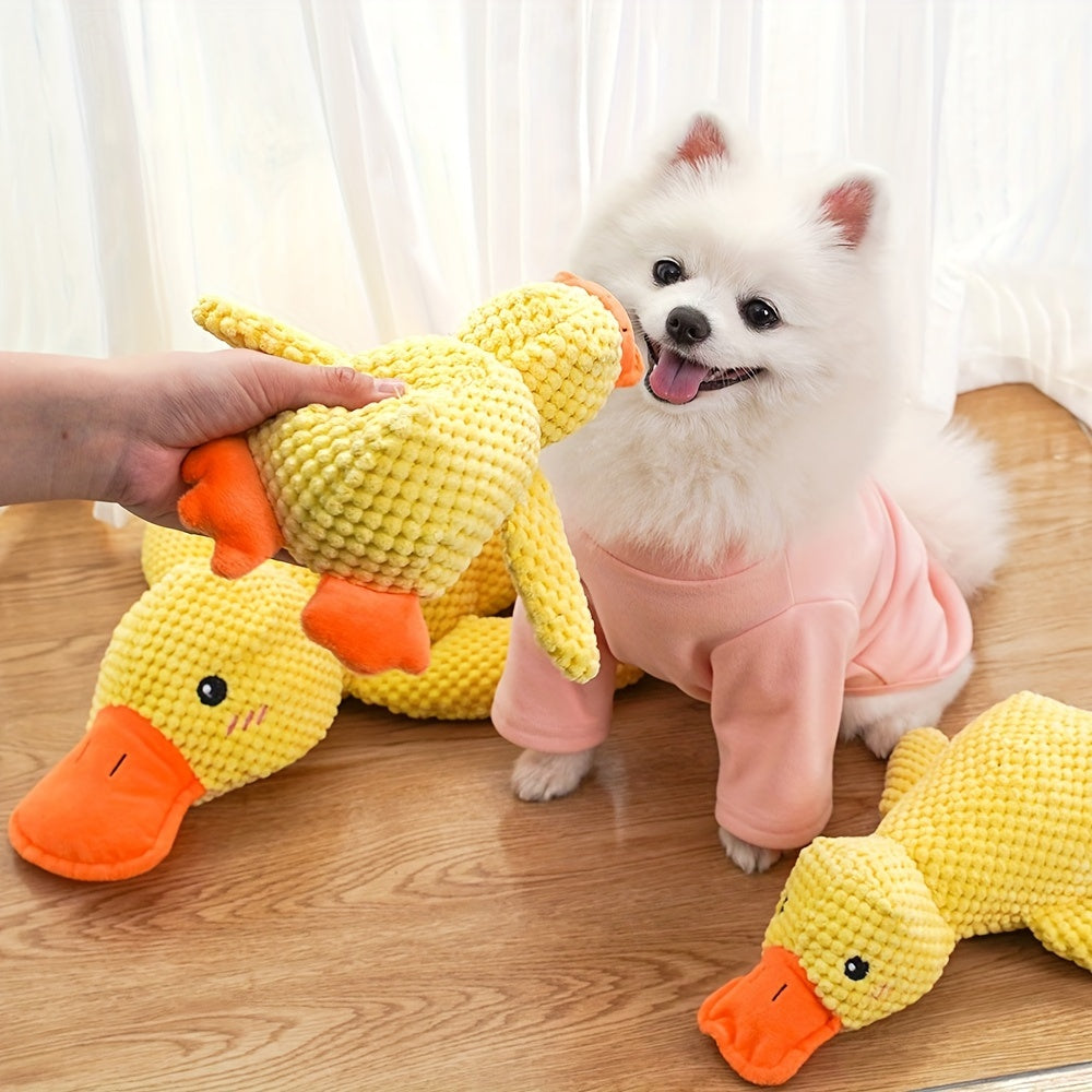 Plush Duck Dog Toy with Squeaker, Big Yellow Duck Soft Animal Toy for Supervised Interactive Games, Indoor Play and Dog Gift Baskets