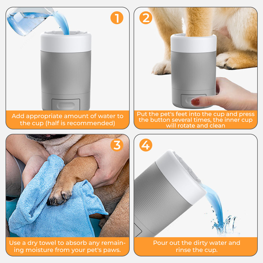 Dog Paw Cleaner Cup with Soft Bristles, Portable Semi-Automatic Pet Paw Washer for Dogs and Cats After Muddy Walks, Car Trips and Outdoor Play, No Battery Required