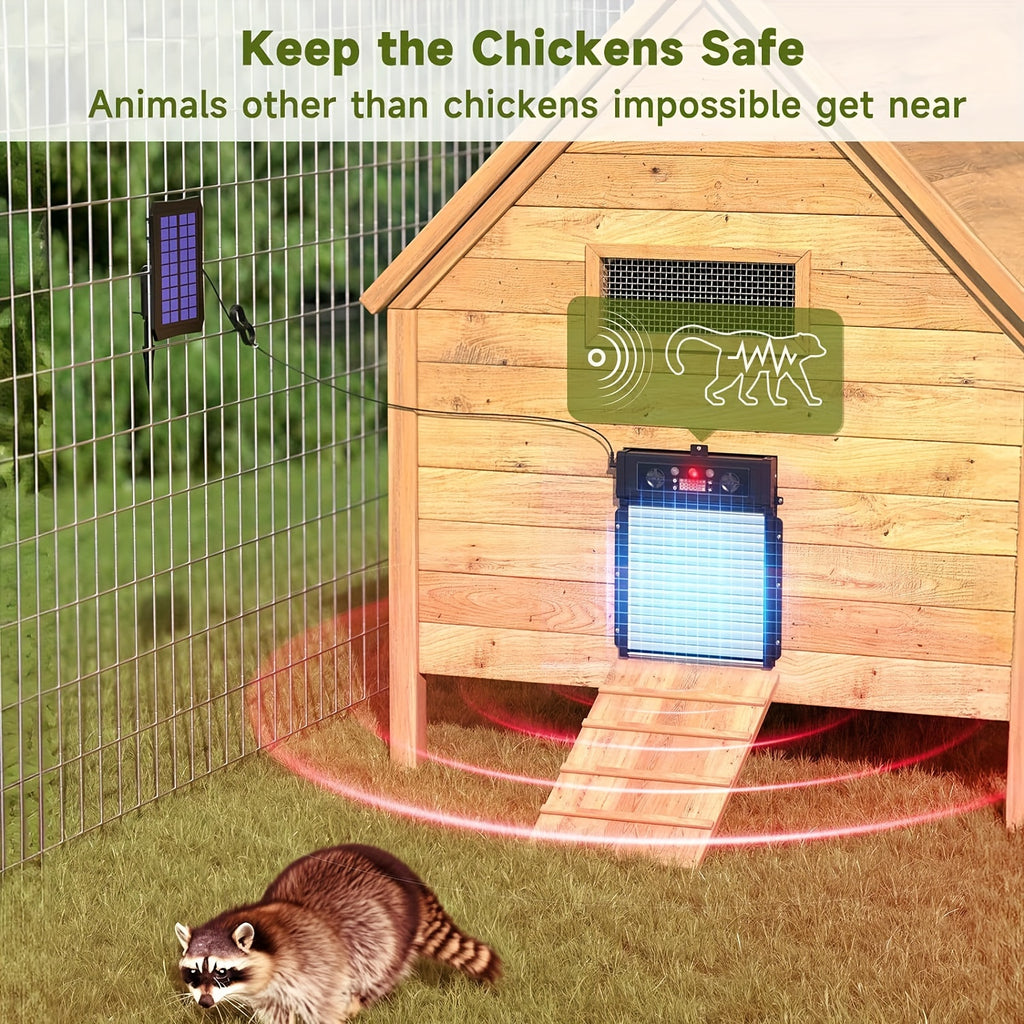 Solar Automatic Chicken Coop Door KA-200 with Timer and Light Sensor, Aluminum Alloy Poultry Door with Remote Control and 4000mAh Battery