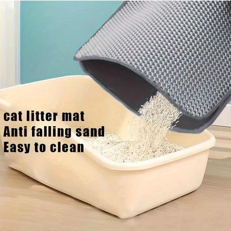 Waterproof Cat Litter Mat with Double-Layer Honeycomb Design, Washable Litter Trapper in Two Sizes and Three Colors for Indoor Cat Cleanup