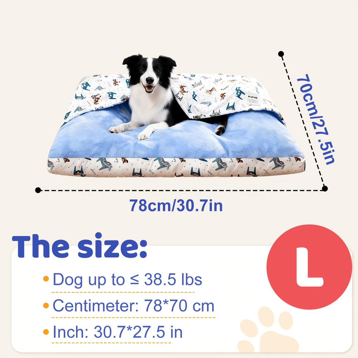 Hooded Dog Bed with Removable Washable Cover, Plush Sleeping Bag Pet Sofa for Dogs and Cats, Cozy Thickened Cushion in S to XL Sizes