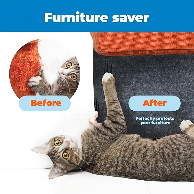 Indoor Cat Scratching Pad with Self-Adhesive Backing, Sofa and Wall Protection Scratcher for Cat Activity Areas in Dark Gray, Black or Light Grey