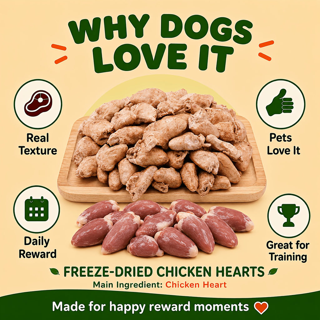 Dog Training Treats with Beef Jerky and Tendon Options, Chicken Heart or Chicken and Duck Jerky Selections for Everyday Rewards and Supervised Snack Time