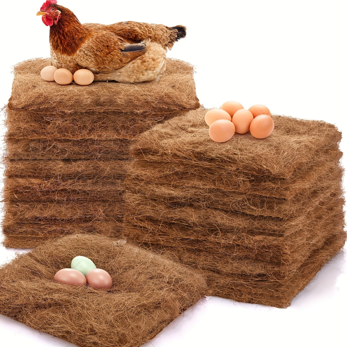Chicken Nesting Box Pads 25 Pack, 12 x 12 Inch Brown Cut-to-Fit Hen Nest Liners for Backyard Poultry Coops and Everyday Nest Bedding Care