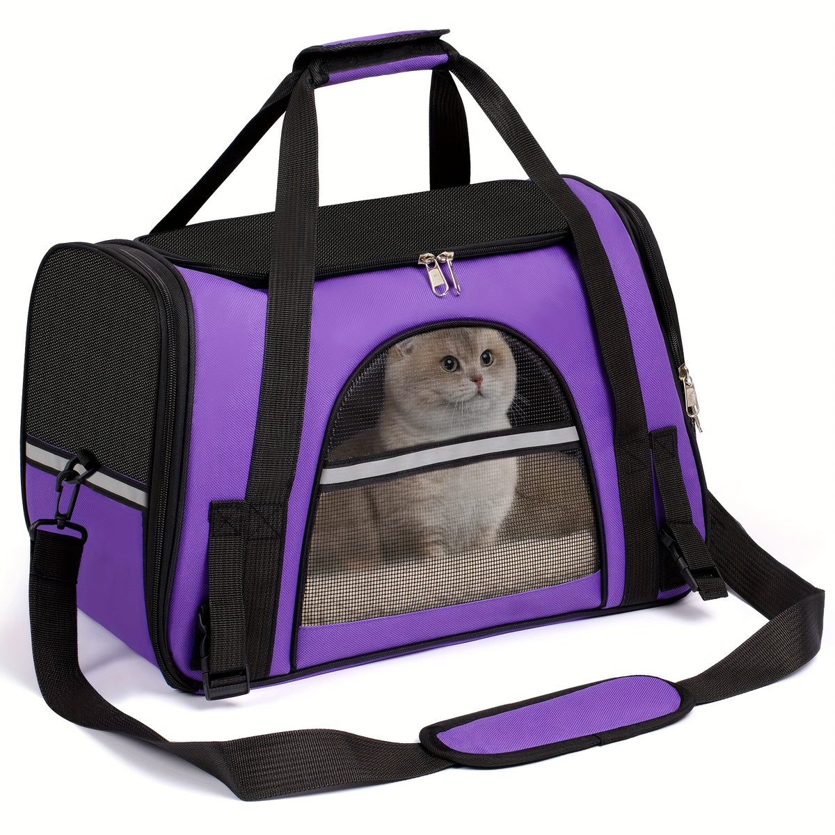 Foldable Cat Carrier Backpack with Zipper Closure, Ventilated Pet Travel Bag for Cats and Dogs, Seven Colors for Vet Visits and Everyday Trips