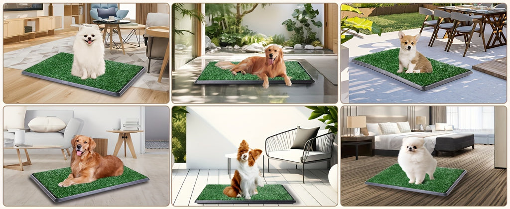 Reusable Grass Dog Potty with Tray and Two Turf Mats, 3-Layer Washable Puppy Training Toilet with Drainage for Apartments, Balconies and Outdoor Use
