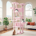 Cat Tree 81 Inch with Hanging Hammock and Basket, Multi-Level Indoor Cat Tower with Plush Condo, Elevated Perches and Sisal Scratching Posts