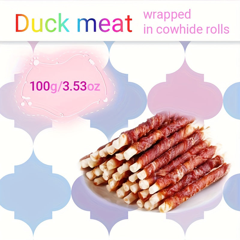 Beefhide Dog Chews Long Lasting, Chicken and Duck Wrapped Rawhide Bones for Teeth Cleaning and Boredom Relief, High Protein Chew Treats for Small Medium Large Dogs, Individually Wrapped Dog Snacks for Daily Chewing
