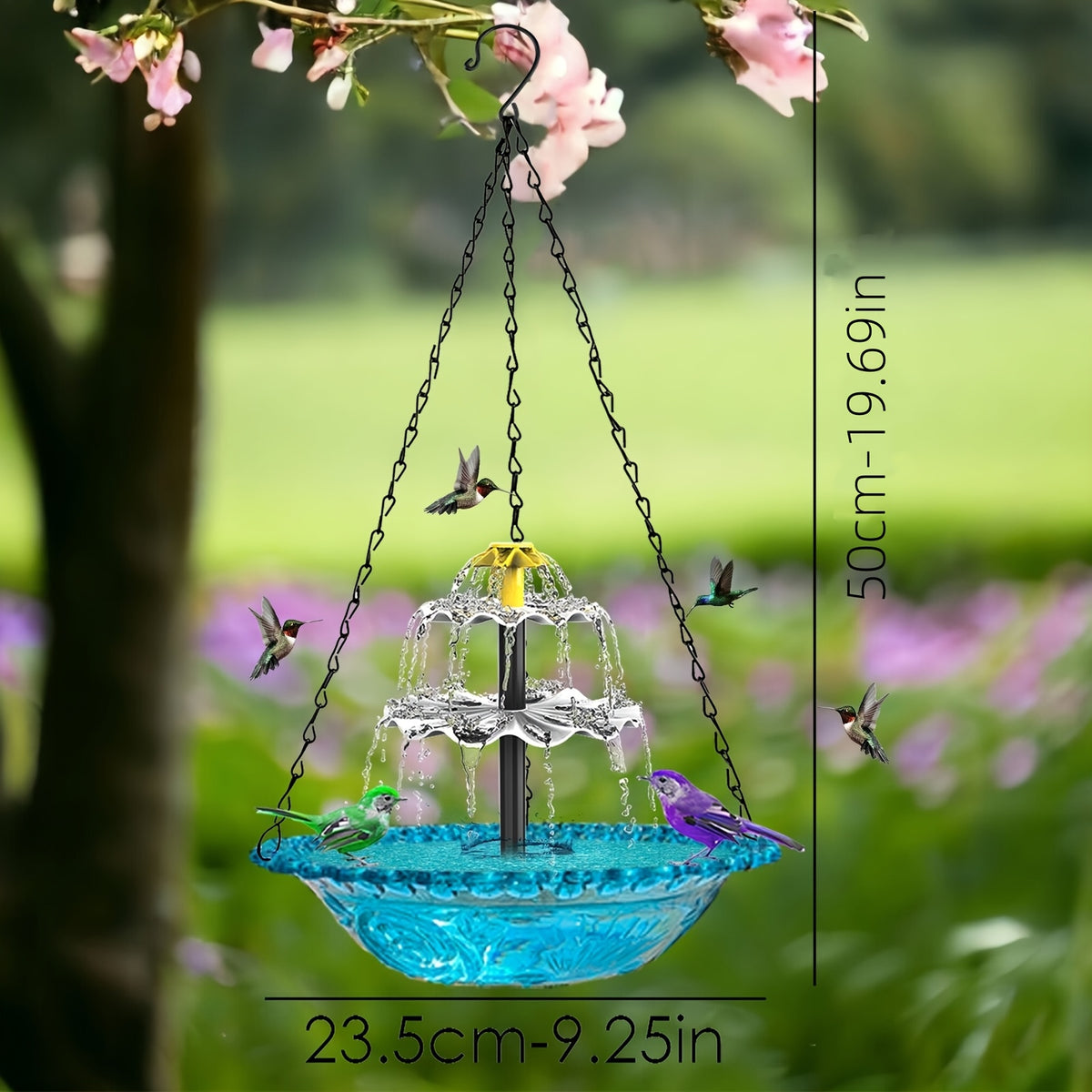 Solar Powered Bird Bath with 3-Tier Fountain Options, Detachable Recirculating Water Feature for Garden, Patio and Backyard Birdwatching