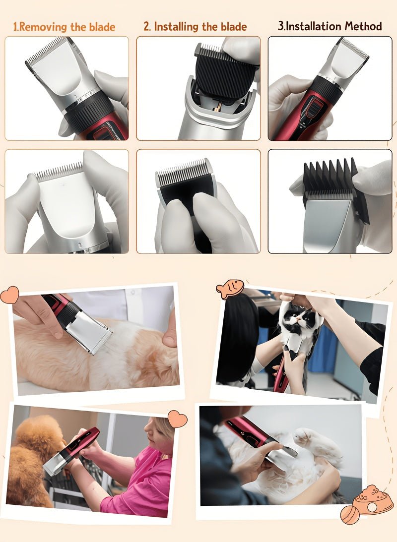 Pet Grooming Trimmer and Scissors Kit for Dogs and Cats, At-Home Hair Clipping Set with Curved Scissors Options for Small Dog and Puppy Coat Care