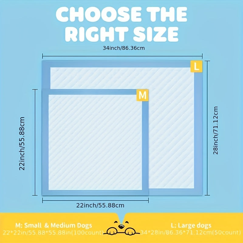 Dog Pee Pads 100 Count with 6-Layer Absorption, Disposable Puppy Potty Training Pads with Odor Control and Leak Protection, 34 x 28 or 22 x 22 Inch