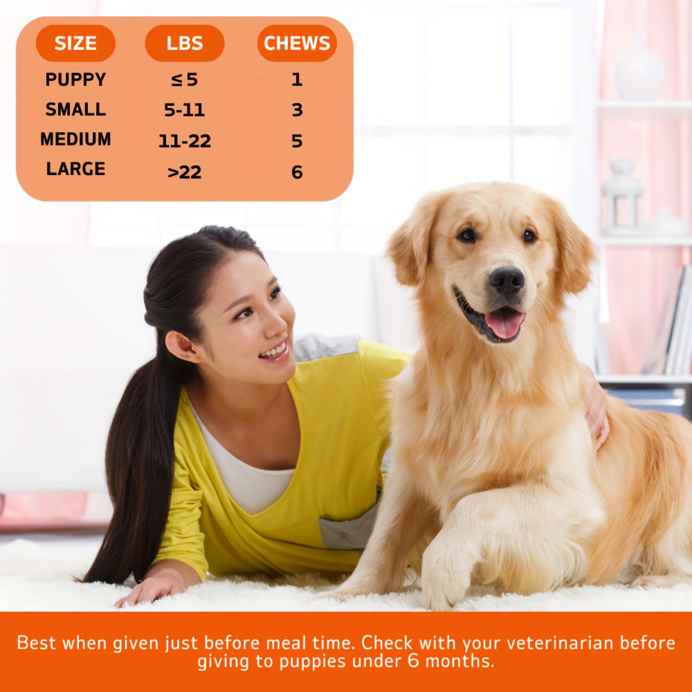Dog Calming Chews by TenderTouch, 120-Count Canine Supplement in Chewable Format for Owner-Managed Relaxation and Wellness Routines