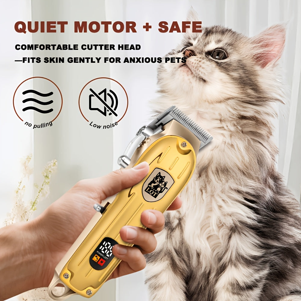 Dog Hair Clippers with Detachable Comb, Rechargeable Cordless Low-Noise Pet Shaver for Dog and Cat Grooming at Home, Five Style Options