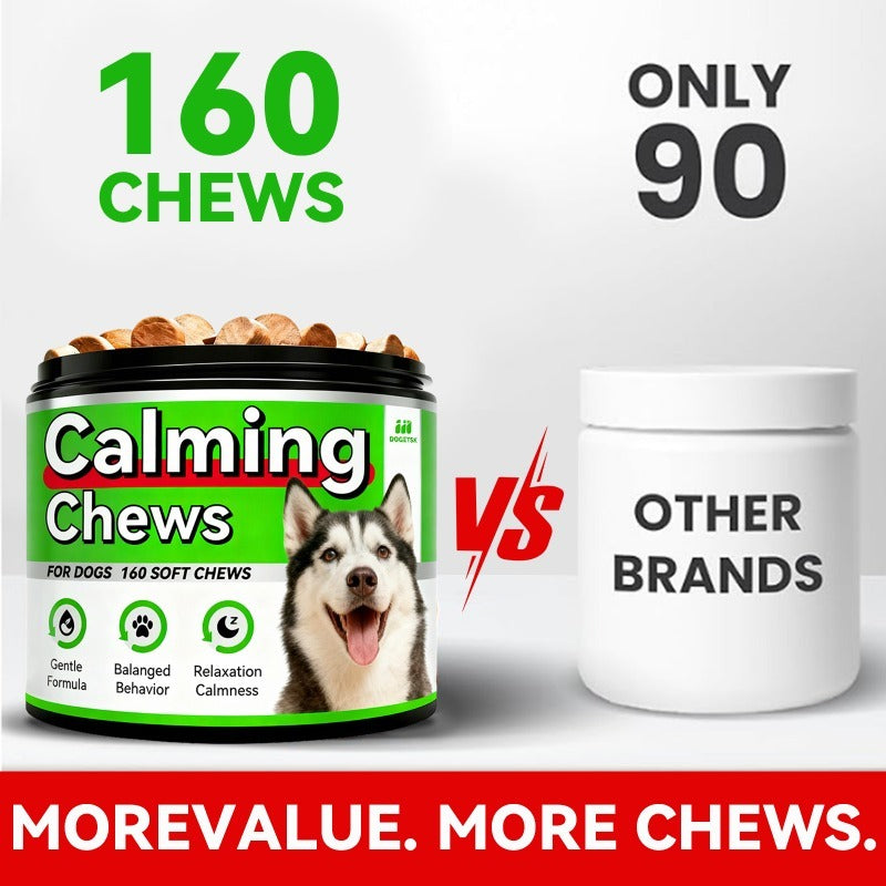 Dog Calming Chewable Tablets, Chicken-Flavored Pet Supplement in 160-Count Jar or 320-Count Two-Jar Pack for Owner-Managed Wellness Routines