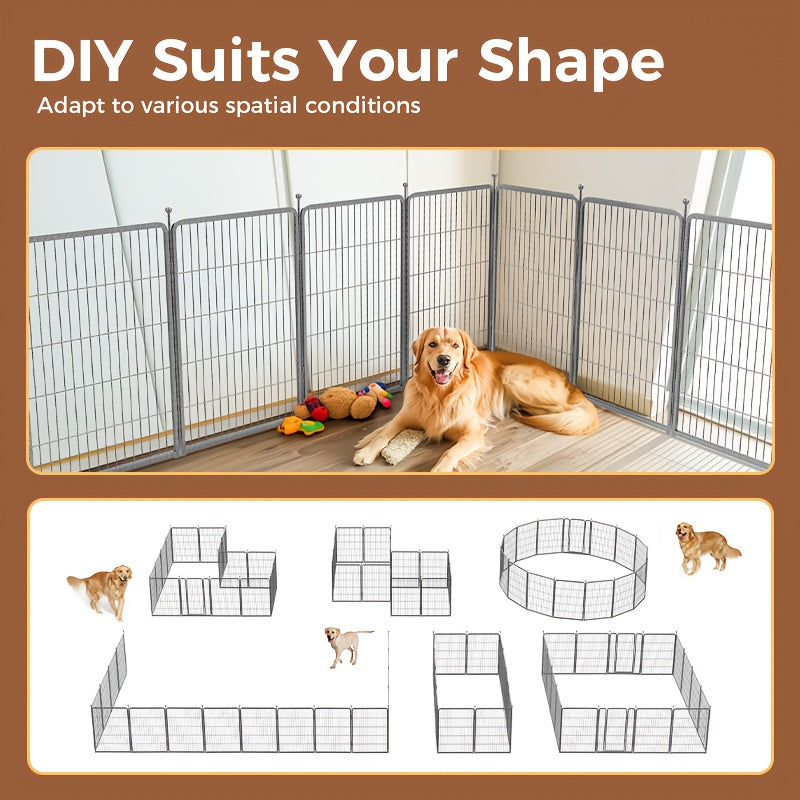 Dog Playpen 40 Inch in Silvery, Metal Pet Exercise Fence with Gate and 8, 16, 32 or 48 Panel Options for Indoor, Yard and RV Camping Use