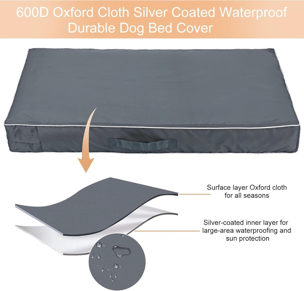 Dog Bed Cushion Cover with Zipper, Soft Washable Water-Repellent Pet Bedding Case in Grey, Black or Navy with Medium to Extra Large Size Options