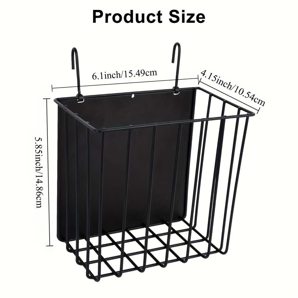 Rabbit Hay Feeder with Hanging Metal Rack, Black Powder-Coated No-Drill Cage Organizer for Guinea Pigs and Chinchillas, Space-Saving Hay Basket