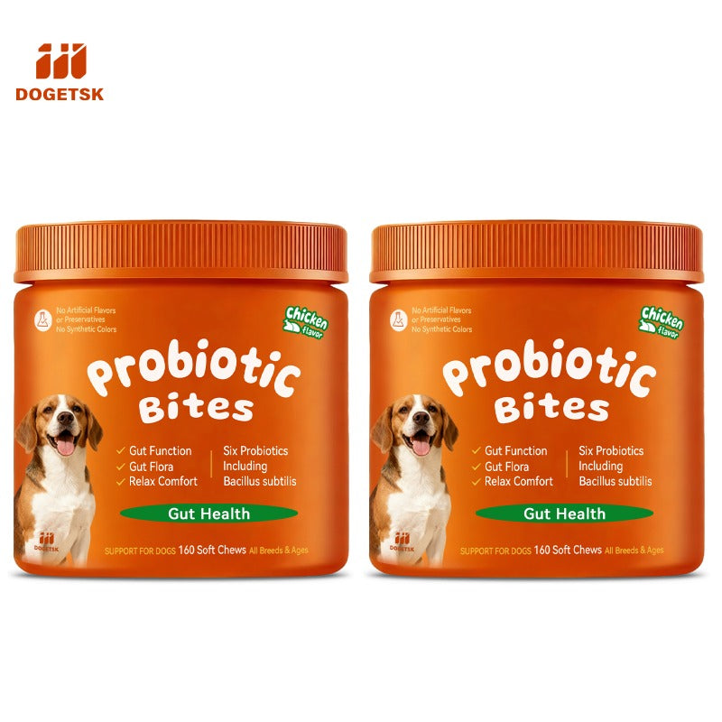 Pumpkin Flavor Dog Probiotics, Soft Chewable Tablets for Daily Digestive Health and Gut Flora Support, 160 or 320 Count Options