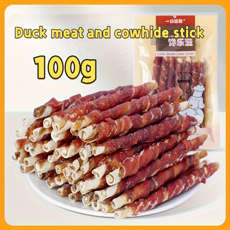 Rawhide Dog Treat Sticks with Chicken and Duck Options, Meat-Wrapped Cowhide Chews for Supervised Chewing, Everyday Rewards and Dog Gift Baskets