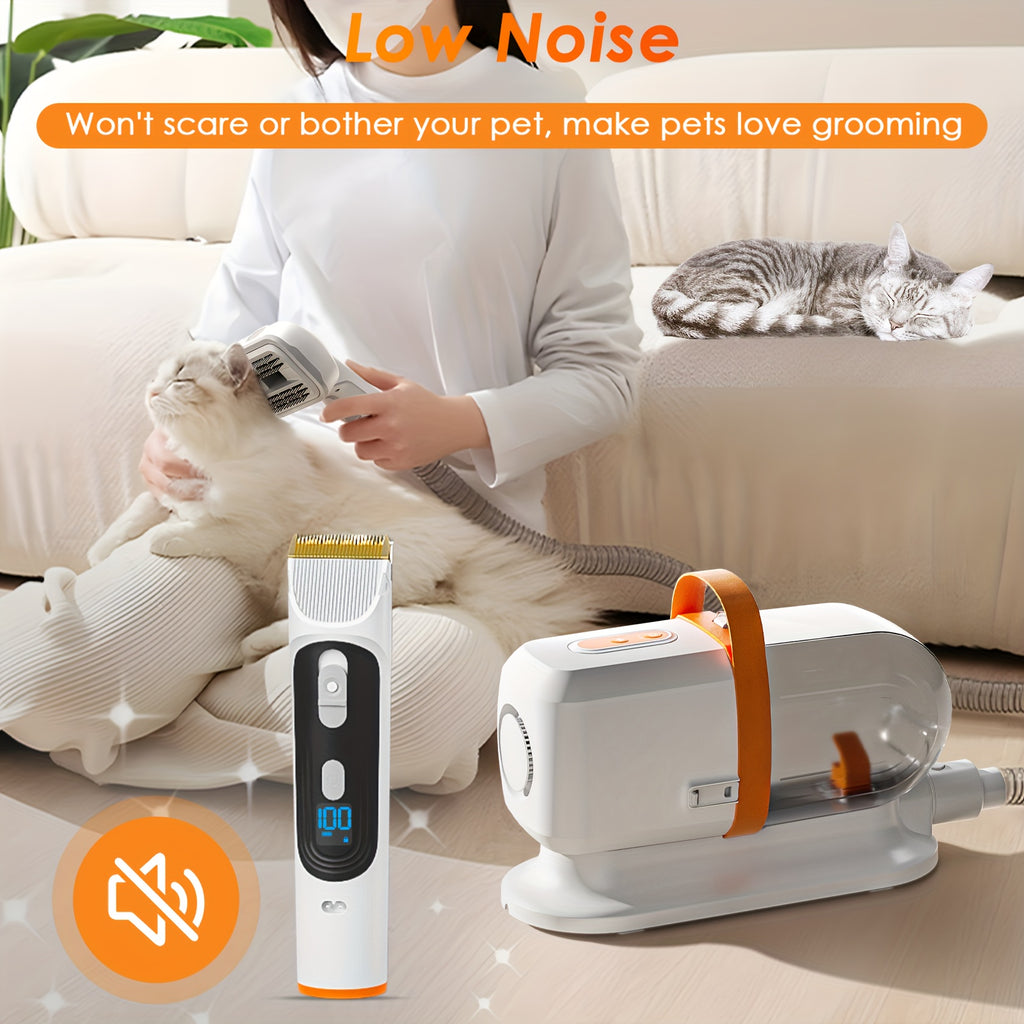 Dog Grooming Vacuum with Dryer Function, 74.39 oz Dust Cup, Low-Noise Pet Hair Collection and Grooming Tools for At-Home Shedding Care