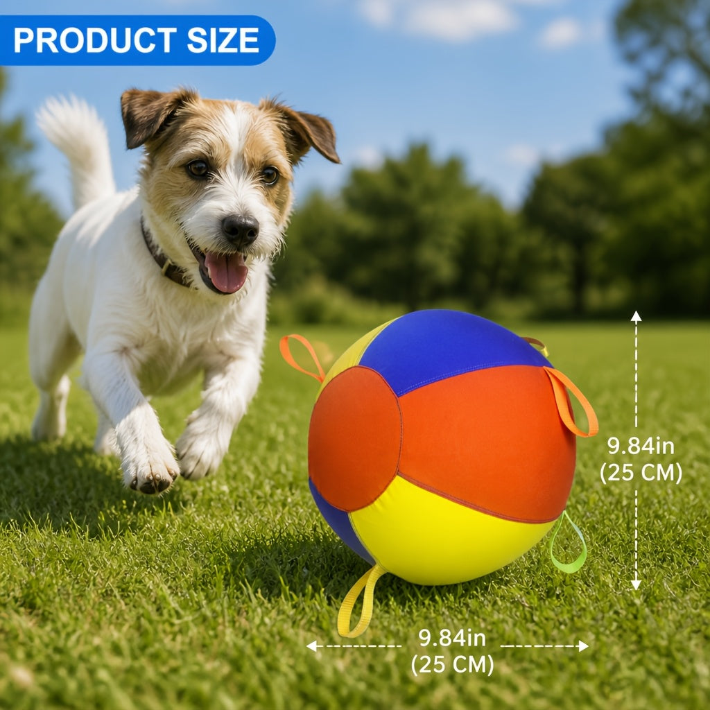Jumbo Dog Herding Ball with Fabric Handle Cover and Air Pump, Inflatable Training Toy for Supervised Play in 9.84, 17.72 or 21.65 Inch Sizes