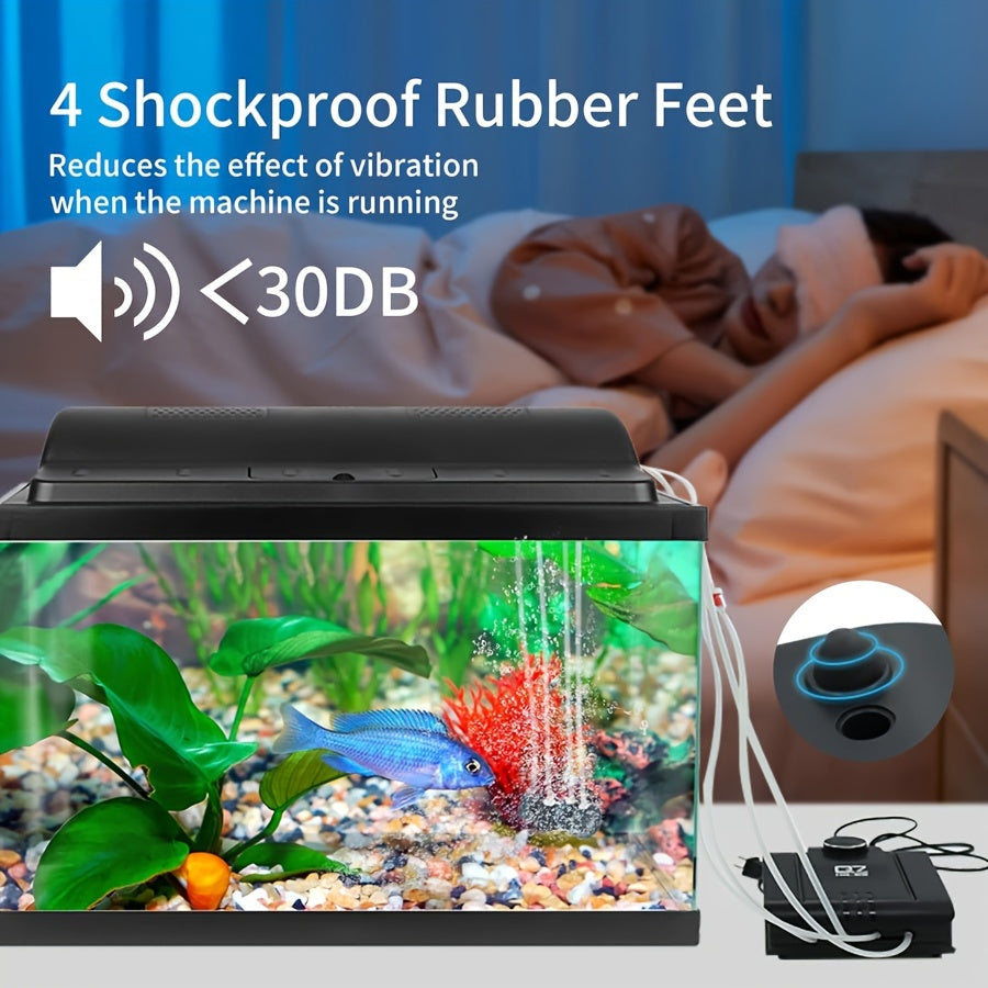 Aquarium Air Pump with 4 Outlets and Adjustable Air Valve, Fish Tank Aerator Kit with Air Stones, Check Valves and Tubing for Hydroponics